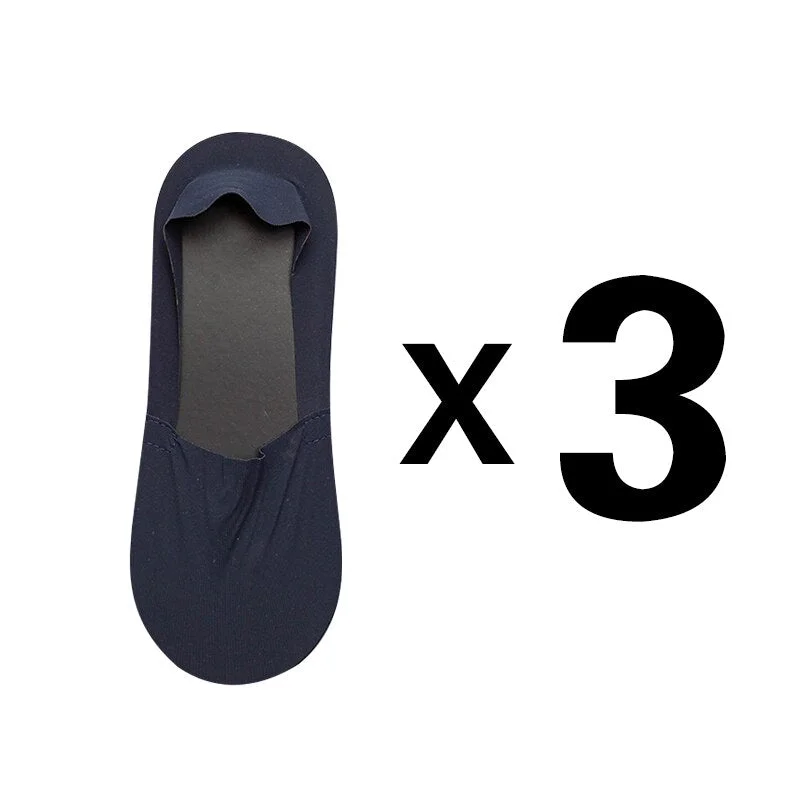 3Pairs Summer Breathable Invisible Boat Socks Non-slip Male Ice Seamless Silicone Shallow Ankle Low Cut Short No Show Sock