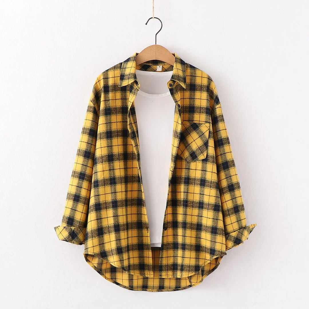 2021 New Women Tops Exquisite Cotton Flannel Plaid Shirt Women Loose Blouses Ladies Long Sleeve Blouse Casual Shirts Blusas