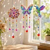 3PCS-3 5D DIY Diamond Painting Wind Chimes Suncatcher Kit Double Sided Diamond Art Kits Suncatcher with Crystal Pendant for Home Wall Window Decor Adults DIY Art Craft