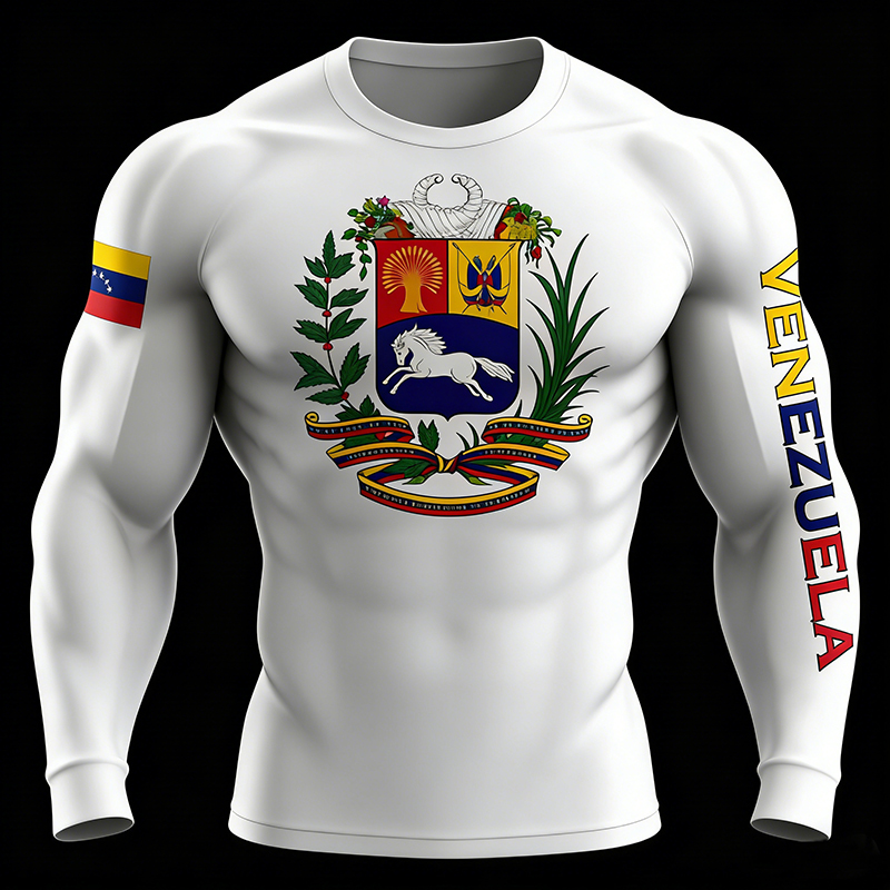 Men's Venezuelan Print Crew Neck Long Sleeve T-shirt artswardrobe