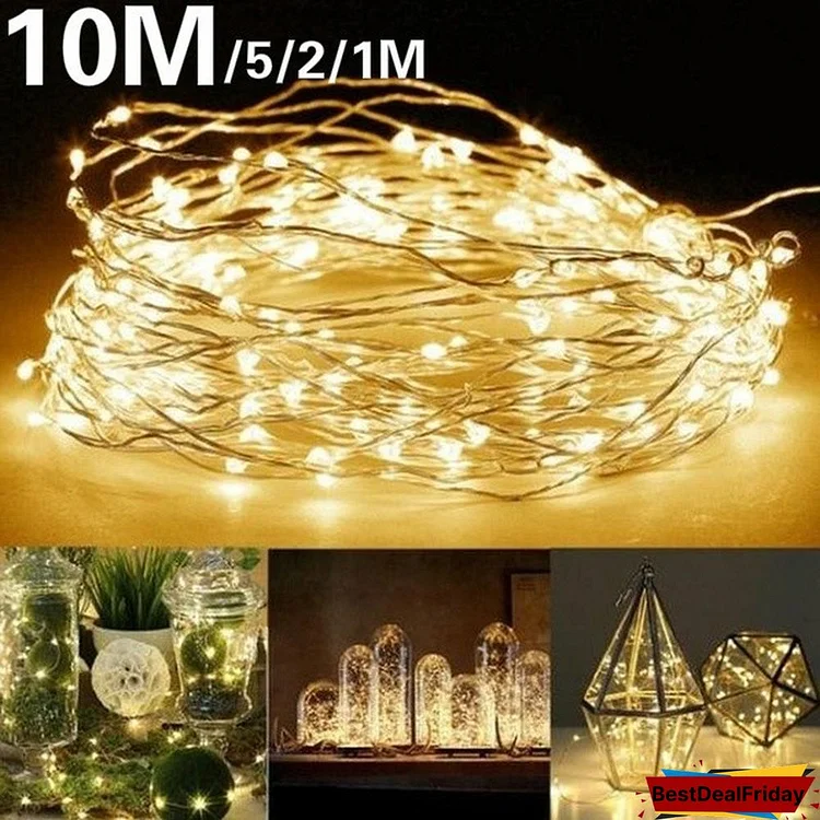 1/2/5/10M USB LED String Fairy Lights Copper Wire Wedding Festival Halloween Christmas Party Decor Waterproof 10/20/50/100LEDs