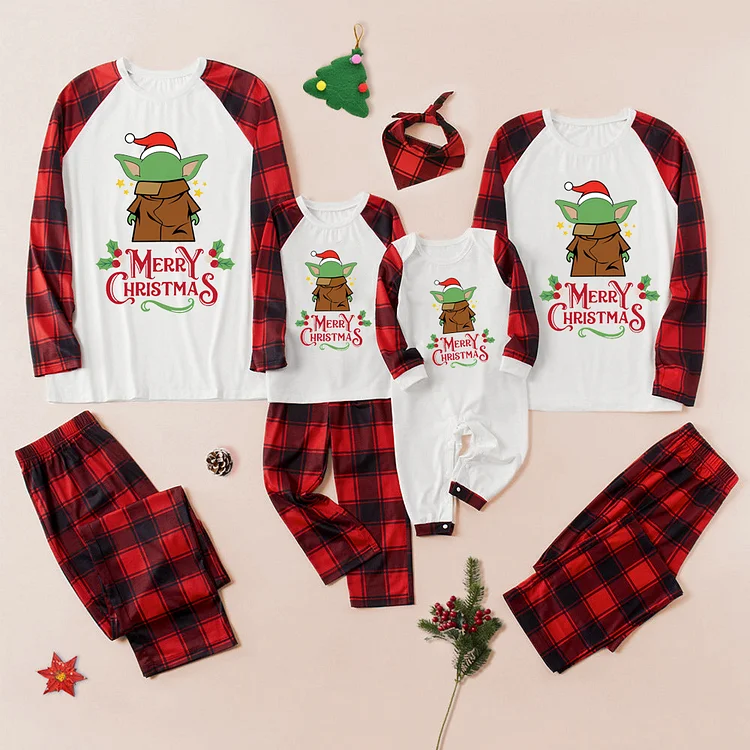 Baby Yoda Merry Christmas Family Matching Pajamas Set