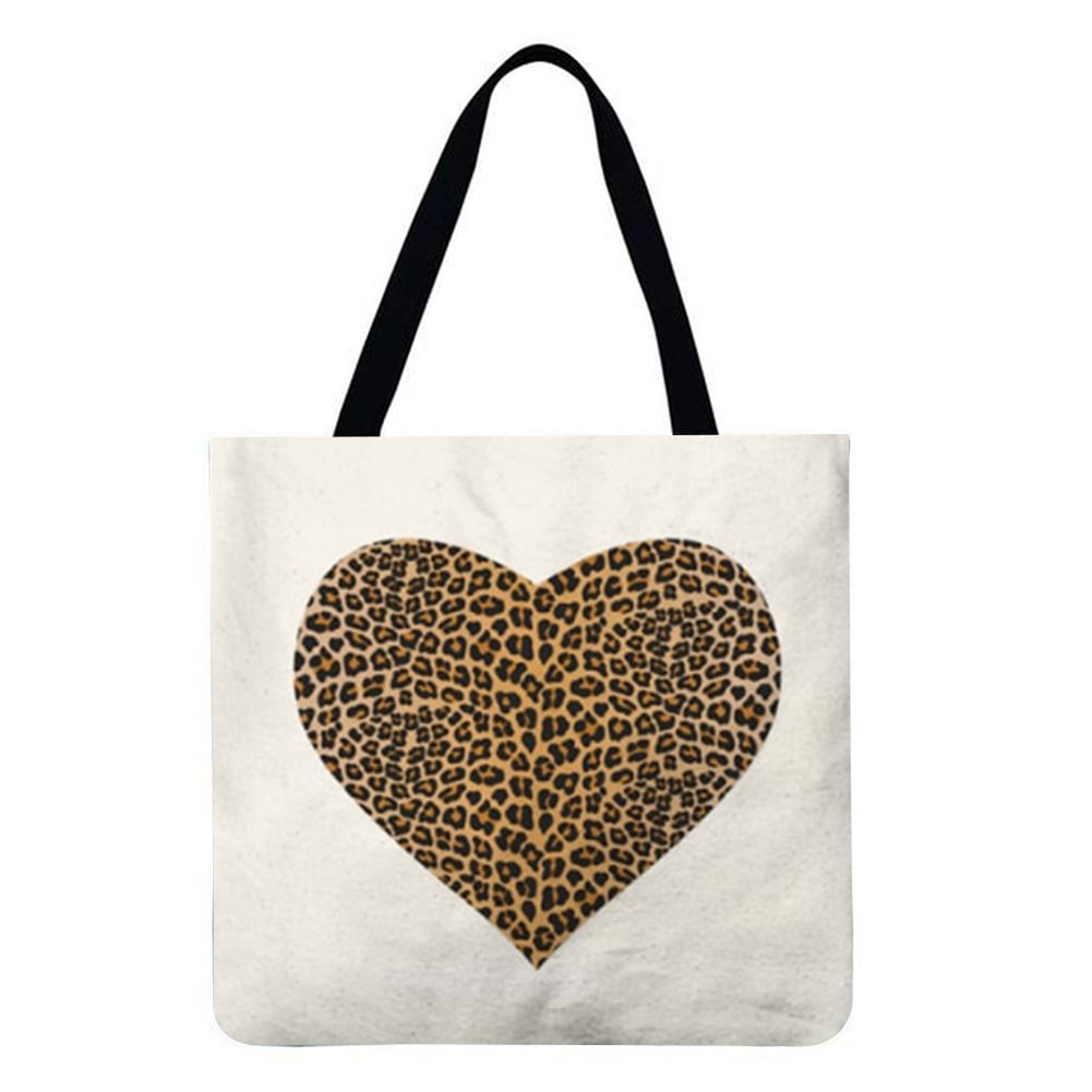 Linen Tote Bag-Leopard Love