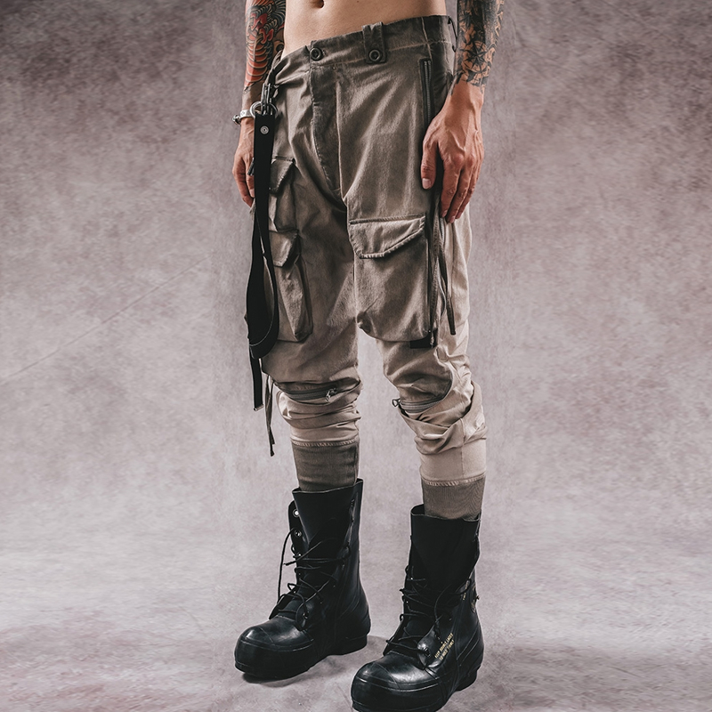 Wasteland Multi-Pocket Drawstring Threaded Stereo Cut Slim Fit Pants