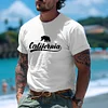 Men's Vintage 90s Surf California Bear Print Beach Crew Neck Short Sleeve T-shirt by Inlyline