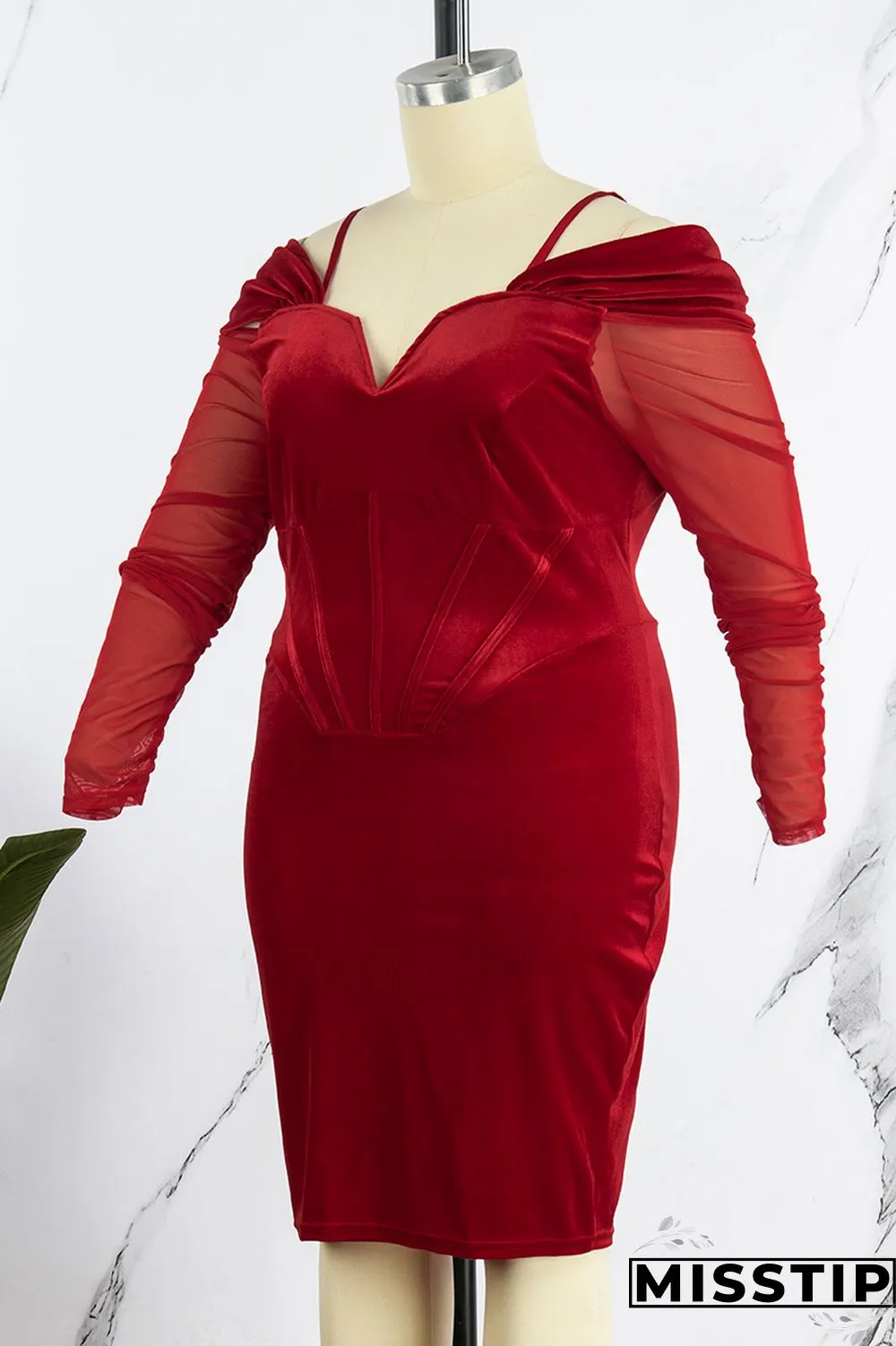 Green Sexy Casual Solid Patchwork Off the Shoulder Long Sleeve Plus Size Dresses