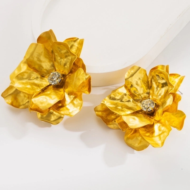 1 Pair Casual Vacation Flower Inlay Alloy Rhinestones Gold Plated Silver Plated Ear Studs