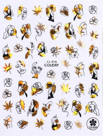 1PC Fall Leaf Flowers Line 3D Nail Sticker Mape Leaves Waves Pattern Decals Slider DIY Nail Art Decoration Wraps For Manicures-Nail Inspo