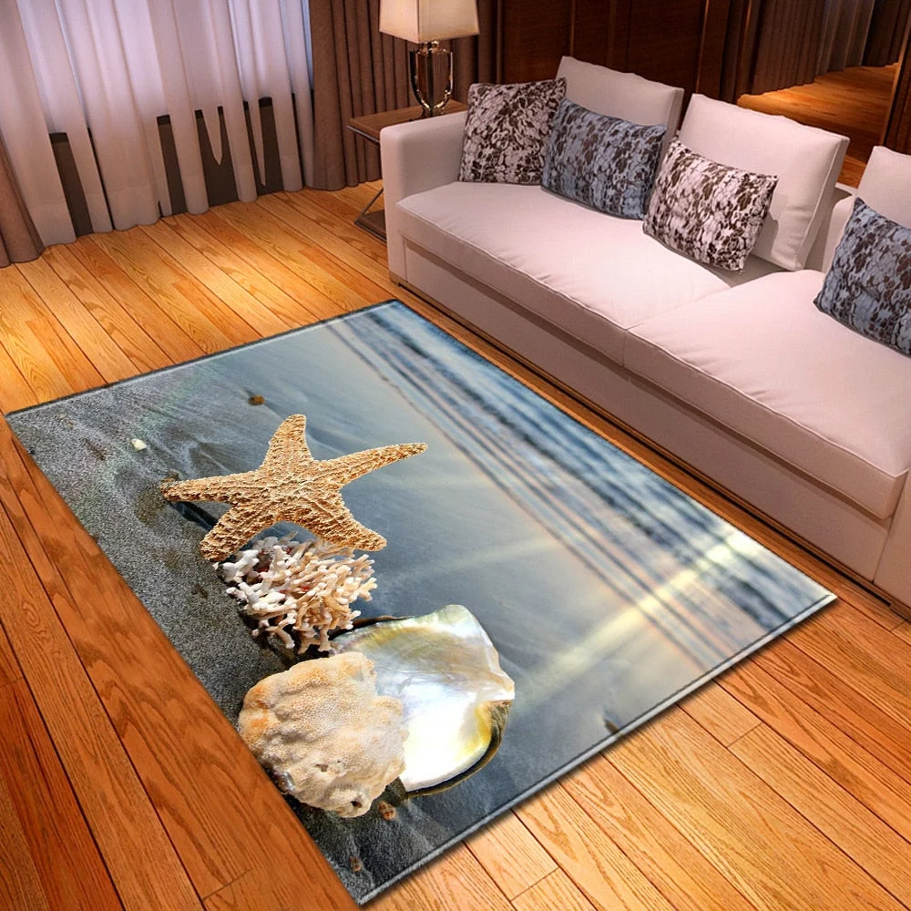 Living Room Sofa Carpet Home Bedroom Children's Decor Floor Rugs Seaside Pattern Coffee Table Hallway Balcony Kids Bedside Mat
