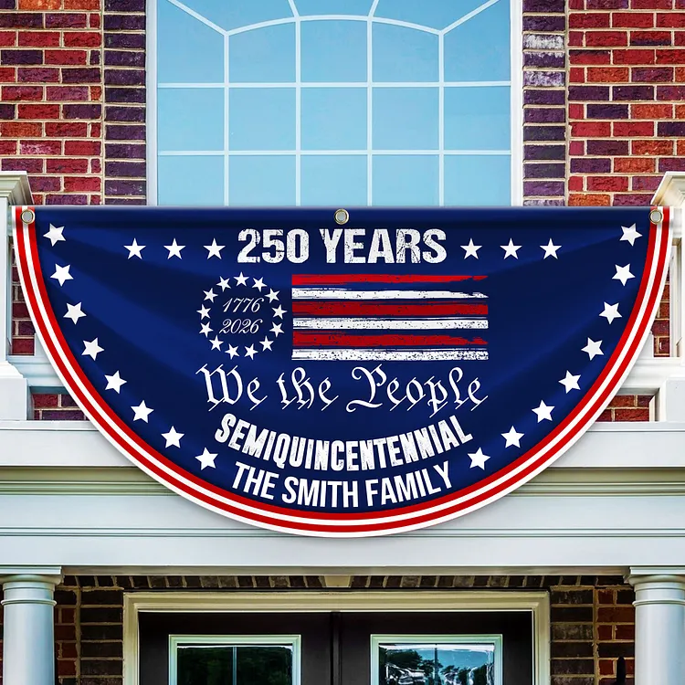 Personalized 250 Years of Freedom America Flag Custom Family Name We The People America 250 Years Non-Pleated Fan Flag
