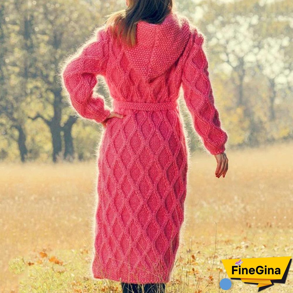 Pure Color Button Long Knitting Outerwear