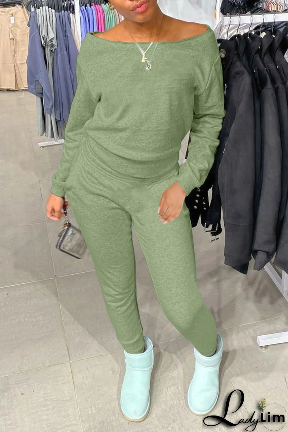 Grey Casual Solid Patchwork O Neck Long Sleeve Two Pieces