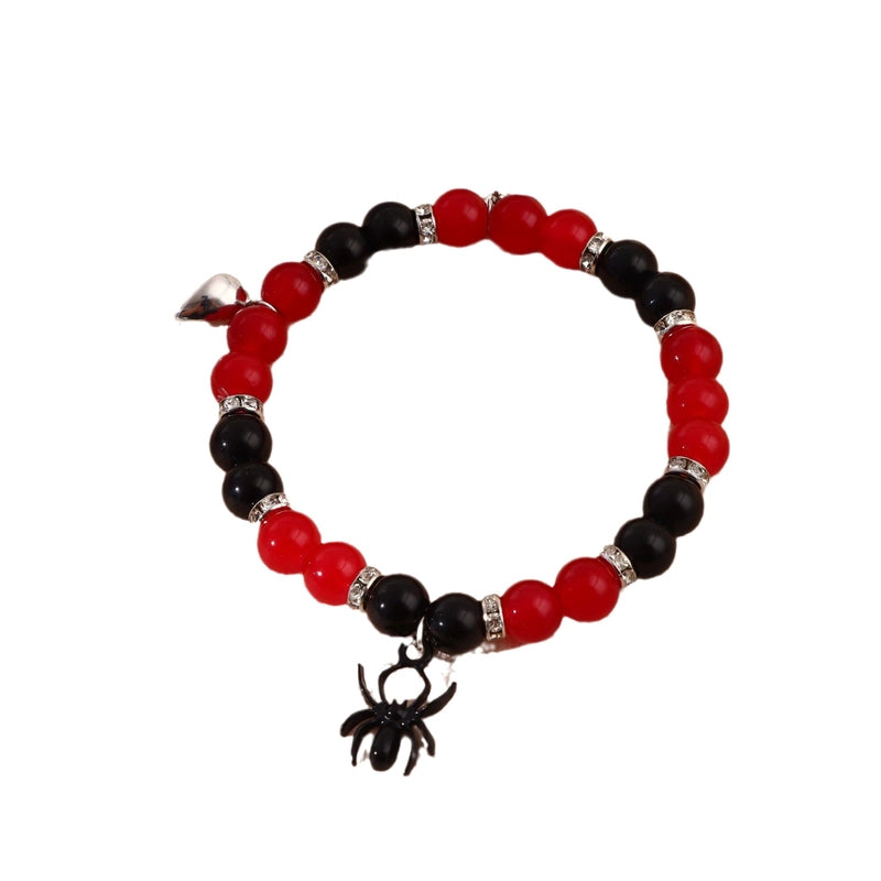 Popular Halloween 8mm Spider Magnetic Love Beaded Bracelet Jewelry Elastic Rope Couple Bracelet