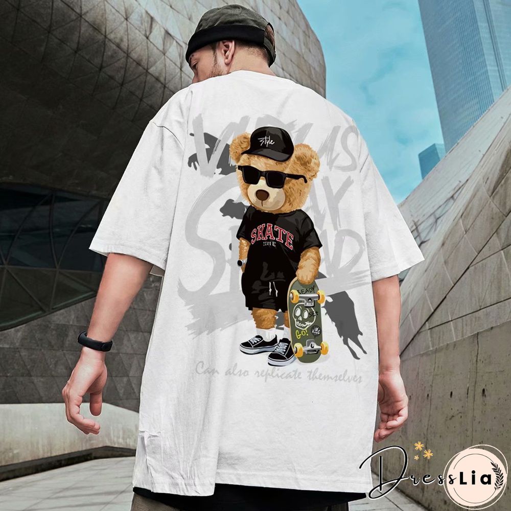 Men's Bear Graphic Crew Neck Short Sleeve T-Shirt