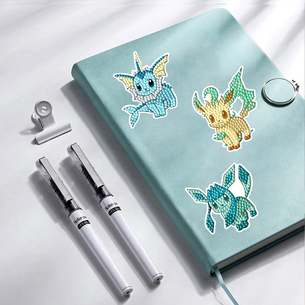 9pcs Pikachu Diamond Painting Sticker Crystal Diamond Sticker for Boys Girls