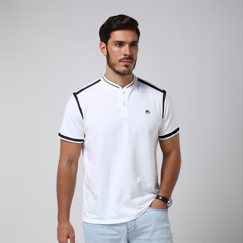 Men's Striped Print Casual POLO Shirts Short Sleeves