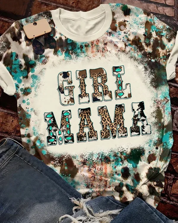 Girl Mama Cowhide Bleached T-Shirt