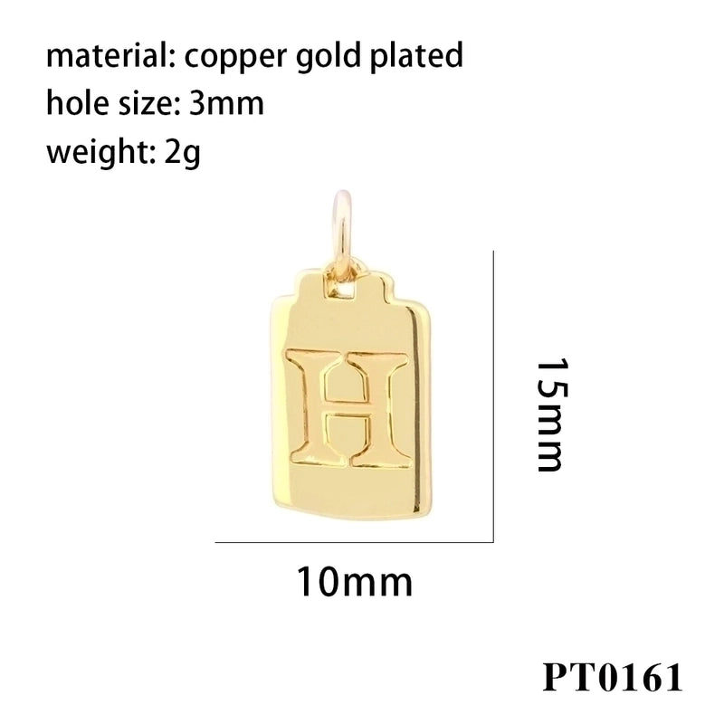 Minimalist Letter Copper Plating 18k Gold Plated Charms