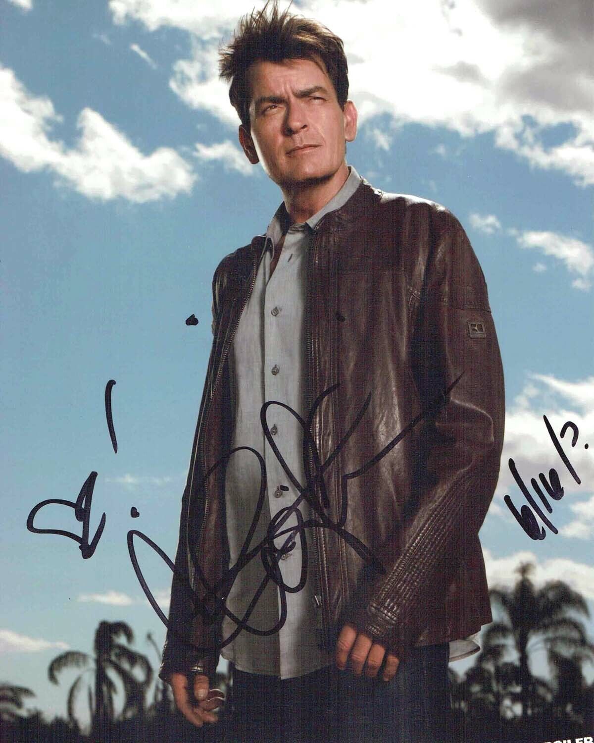 Charlie SHEEN SIGNED Autograph 10x8 Photo Poster painting AFTAL COA Anger Management TV Series