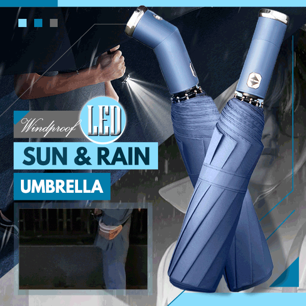 Winddichter LED Sonnen & Regenschirm