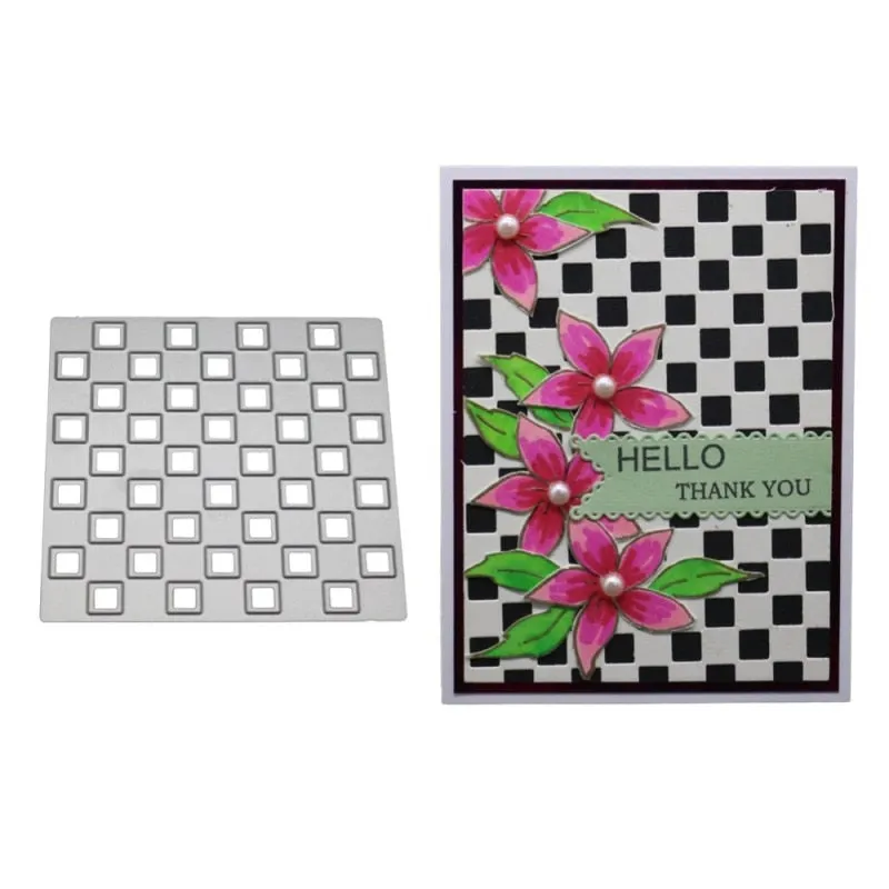 Square Background Christmas Metal Cutting Dies Stencil Lattice Die Cut Scrapbooking Embossing Stamps And Dies 2019 New Craft