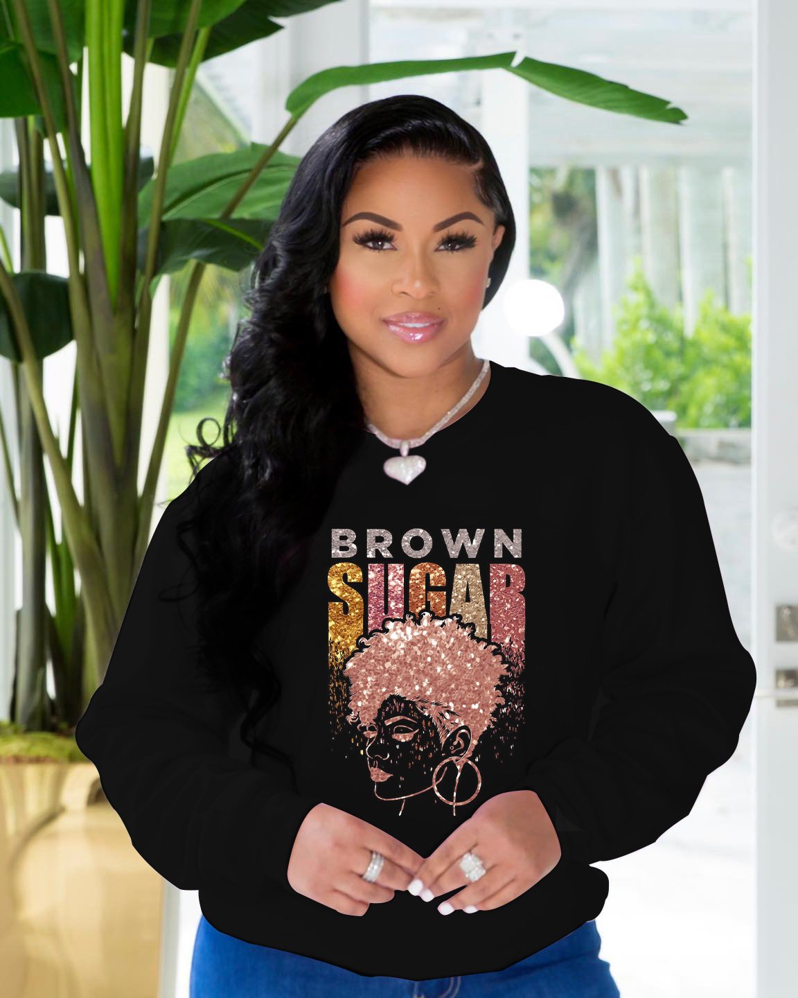 Brown Sugar Afro Women Long Sleeve Sweatshirt