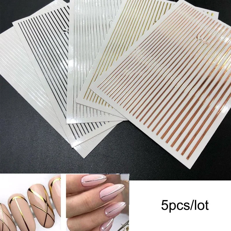 3D Nail Art Stickers Neon Curve Stripe Lines Tips Decals Self Adhesive Striping Transfer Tape Nail Foil DIY Manicure Accessories-Nail Inspo