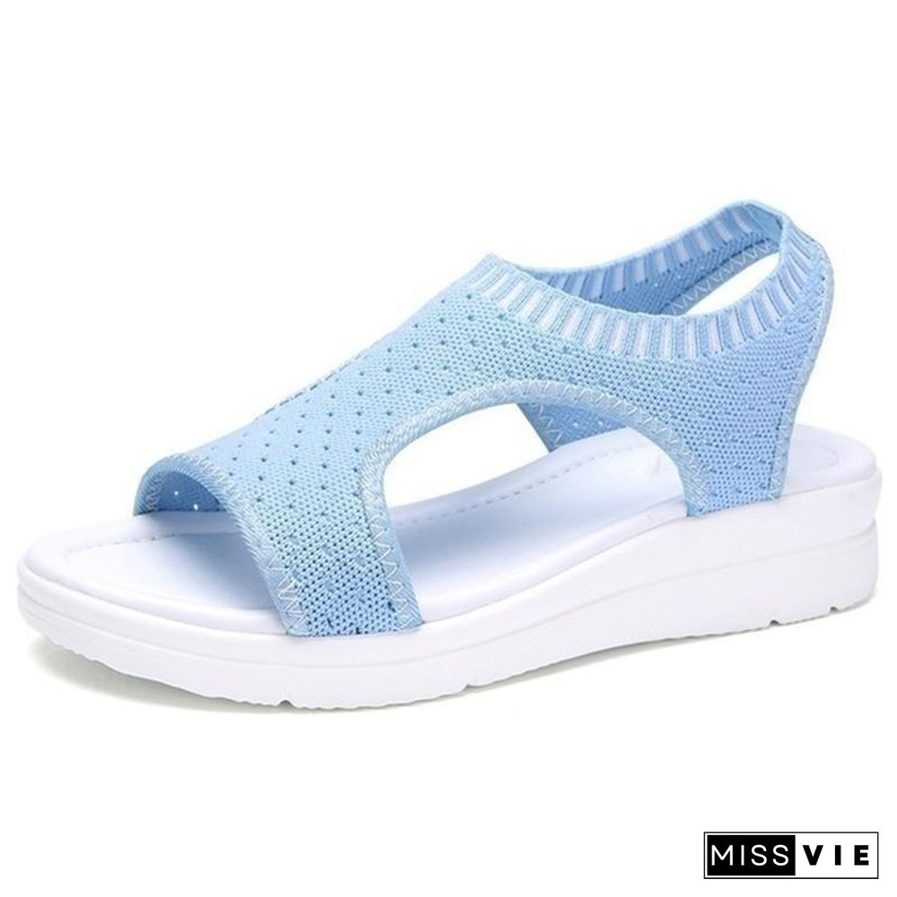 Size 35-45 Women Shoes Summer Elastic Band Platform Sandals Black Shoes Flat Casual Sandals Flip Flops