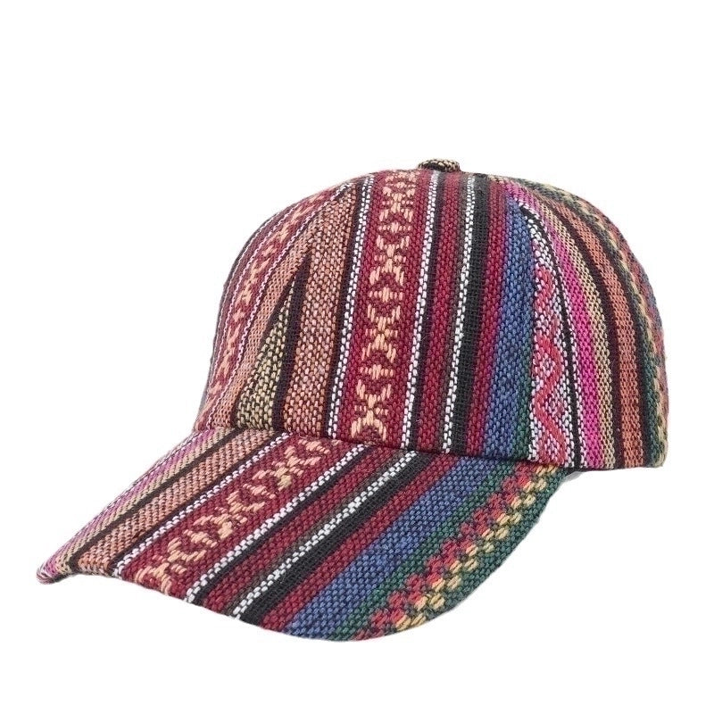 Unisex Bohemian Color Block Curved Eaves Baseball Cap