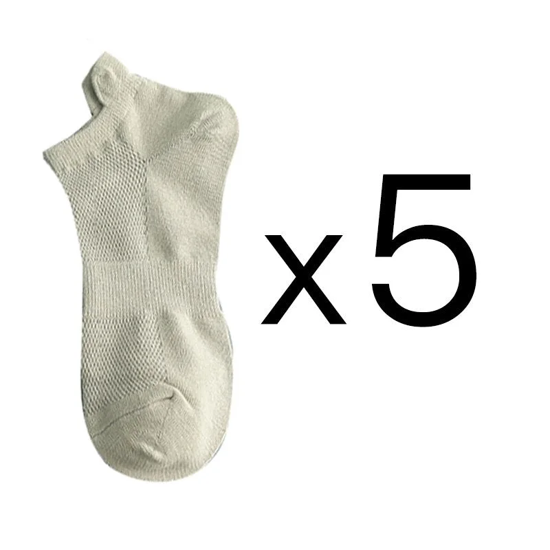 5 Pairs Women Socks Breathable Sports Socks Pack Solid Color Comfortable Cotton Novelty Mesh White Fashion Street Ankle Sock Set