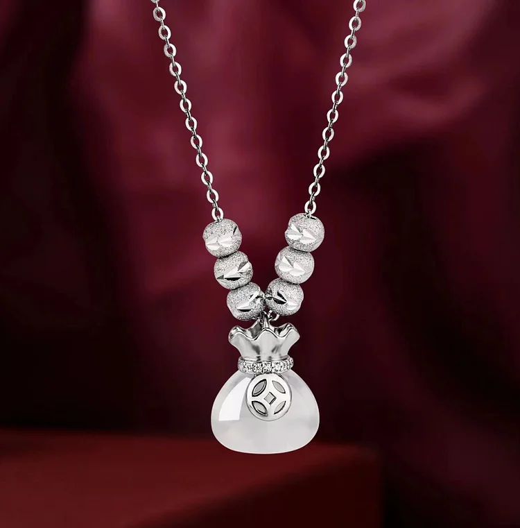 Five Fortune Beads Jade Lucky Bag Clavicle Chain Necklace