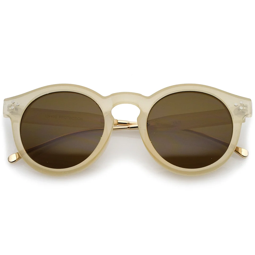 Metal Temple Keyhole Bridge Neutral-Colored Lens P3 Round glasses 50mm