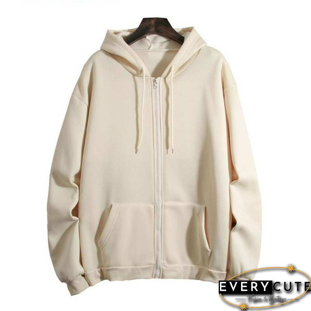 Loose Hooded Sweater Women's Autumn And Winter Large Size Zipper Cardigan Top Zip Up Hoodies Pullover