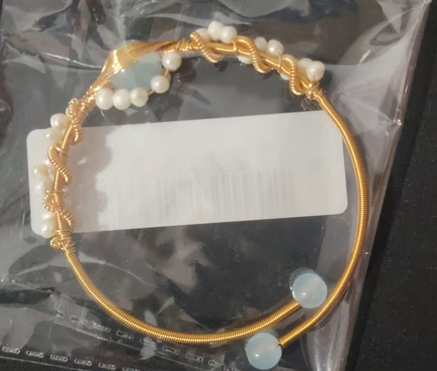 Mature Women Gold Plating Pearl Bracelet Gold Wire Braided Vintage Style Bracelets Cuff Bracelets Fashion Bracelet
