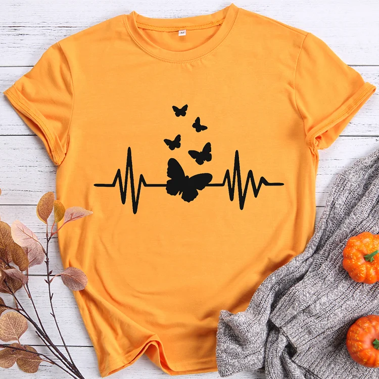 Heartbeat For Butterflies Round Neck T-shirt