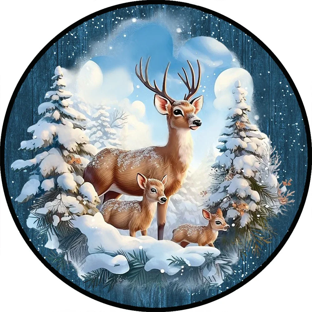 Diamond Painting - Full Round Drill - Christmas Elk(Canvas|30*30cm)