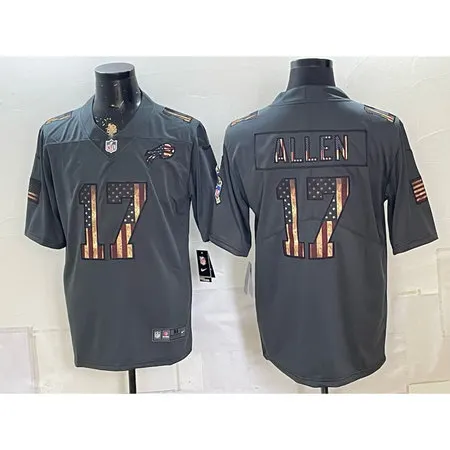 Men's Buffalo Bills #17 Josh Allen Grey USA Flag Vapor Limited Jersey UM0T