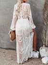 Gauze See-Through Long Sleeves Maxi Dress