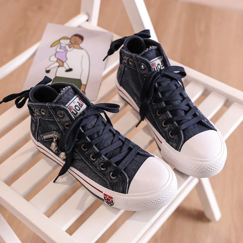 comemore 2021 Couples Cowboy Thick-soled Non-slip Men Platform Casual Sports Canvas Vulcanize Shoes for Women Women's Sneakers