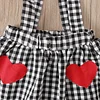 Baby Kid Girls Valentine Ruffle Dress Heart Plaid Skirts 2pcs