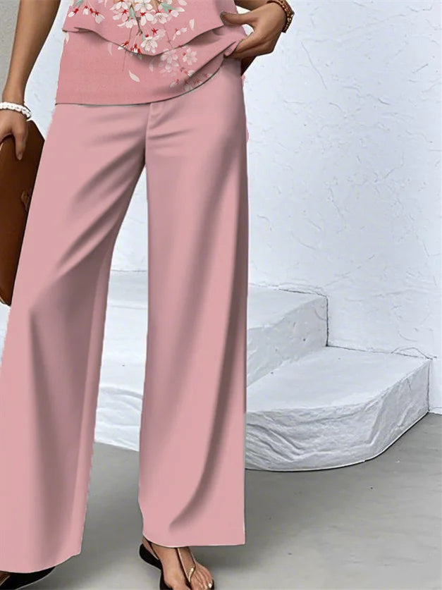 Women's Sleeveless Square Collar Floral Printed Casual Set