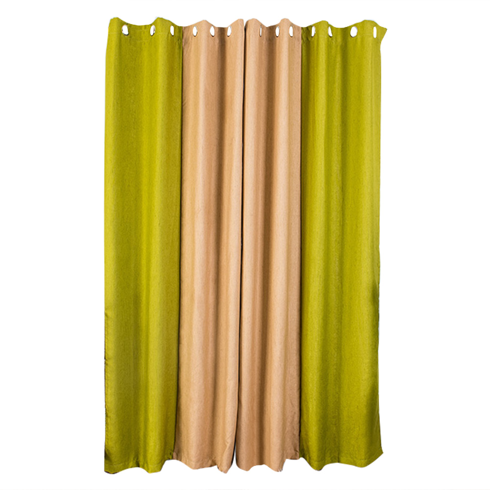 

1pc Splicing Color Perforated Blackout Window Curtain (Green+Light Coffee, 501 Original