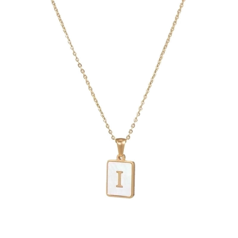 Vintage Style Letter Square 304 Stainless Steel Shell 18K Gold Plated Plating Inlay Pendant Necklace