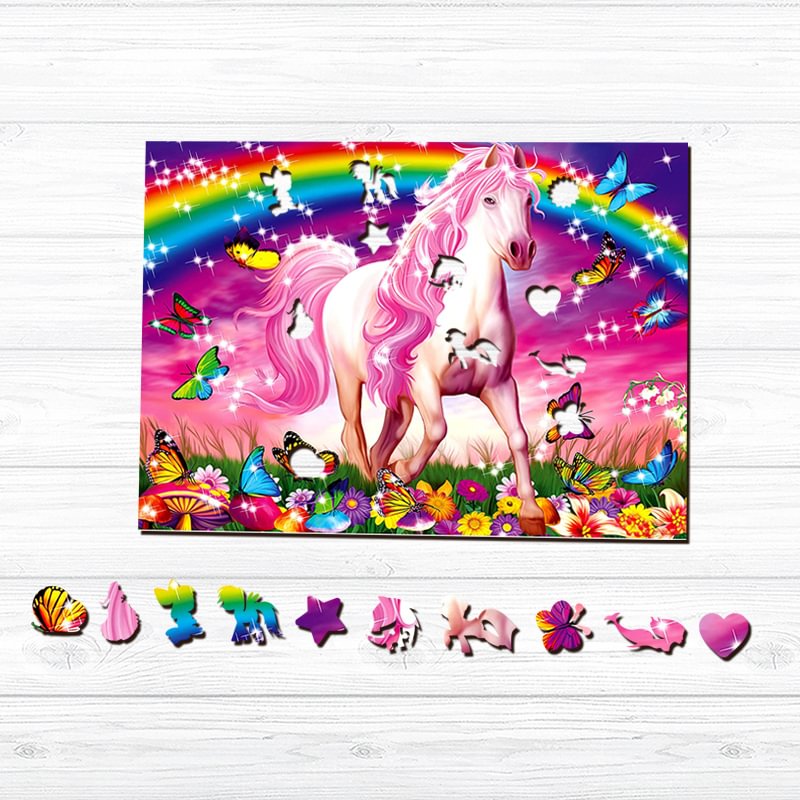 Jeffpuzzle™-JEFFPUZZLE™ The Unicorn With No Horn Wooden Puzzle