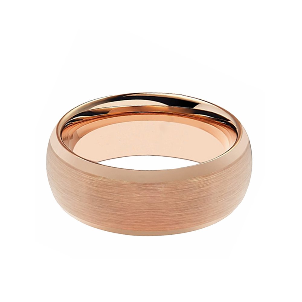Couples Wedding Band Rose Gold Plated 8mm Brushed Center Tungsten Carbide Rings