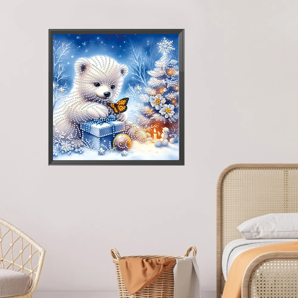 Diamond Painting - Partial Special Shaped Drill - Snow Bear(Canvas|30*30cm)