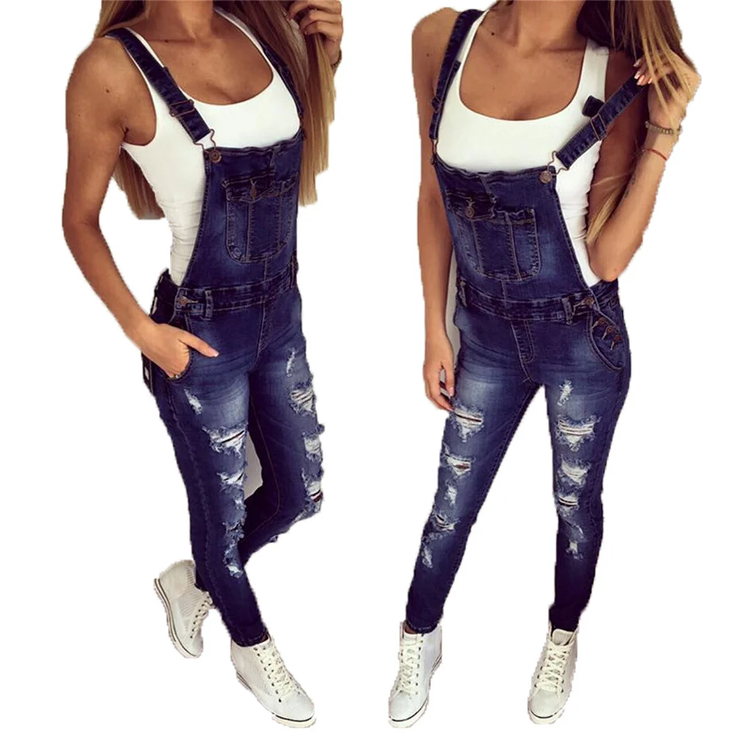 Women's Denim Jumpsuit Casual Ripped Street Style Denim Jumpsuit