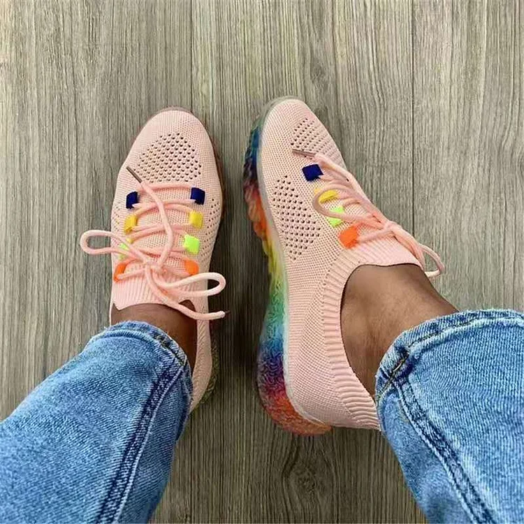 Lace-up Flat Sneakers For Women