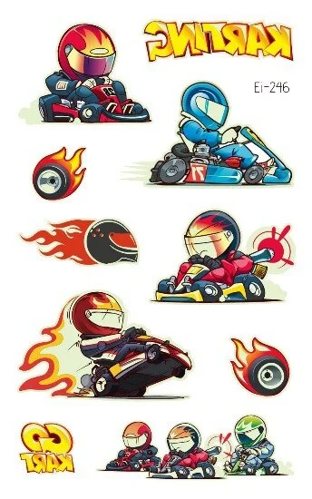 Luminous Cool Racing Tattoo Stickers Waterproof Party Cartoon Car Children's Temporary Tattos Hand Body Foot Men Fake Tatoo