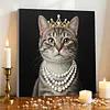 uk.everydayedeals DIY Pearl Painting With Frame - Handmade Self-Adhesive Pearls - Rich Cat(25*25cm)